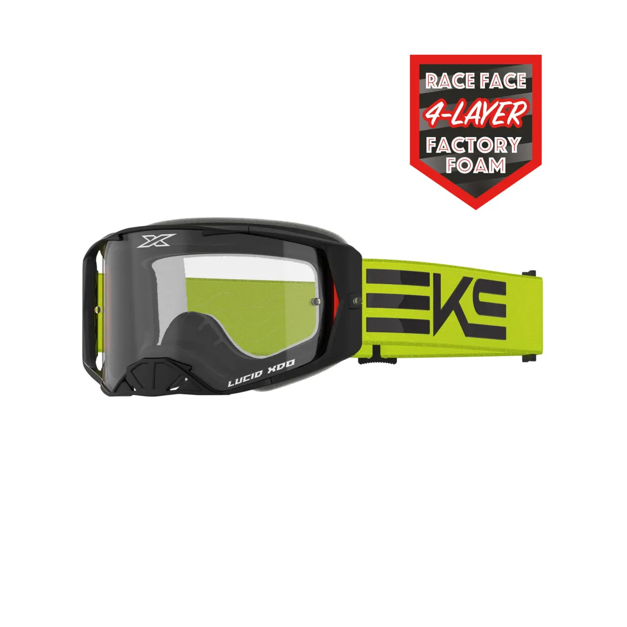 Очки EKS (X) BRAND Lucid Goggle Race Face Flag Flo Yellow Black - Clear Lens (067-RACE9) EKS BRAND Очки EKS (X) BRAND Lucid Goggle Race Face Flag Flo Yellow Black - Clear Lens (067-RACE9) EKS BRAND