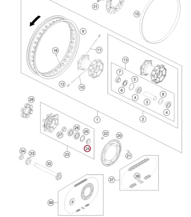 Спейсер задний KTM HSQ GASGAS (60110012000) Маяк