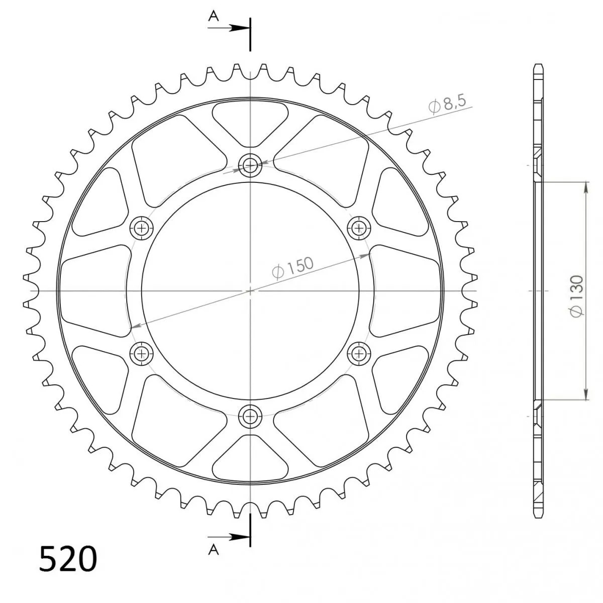 Звезда задняя SUPERSPROX Yamaha YZ/YZF (49) Black Сталь (RFE-245:49-BLK) Supersprox